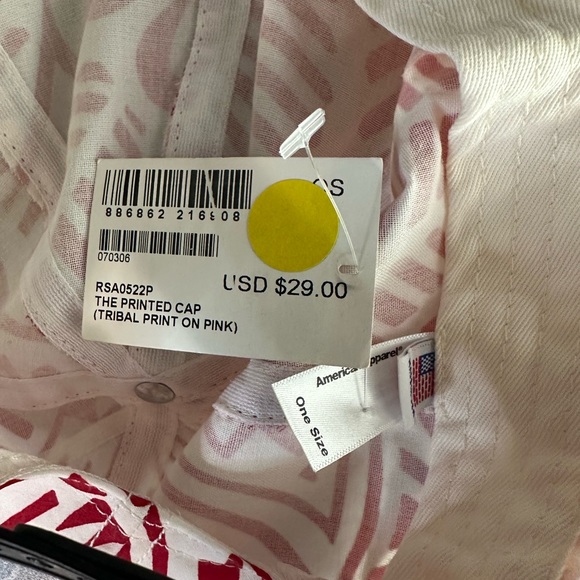 American Apparel Red and White Tribal Printed Flat Brim Hat - Picture 3 of 3